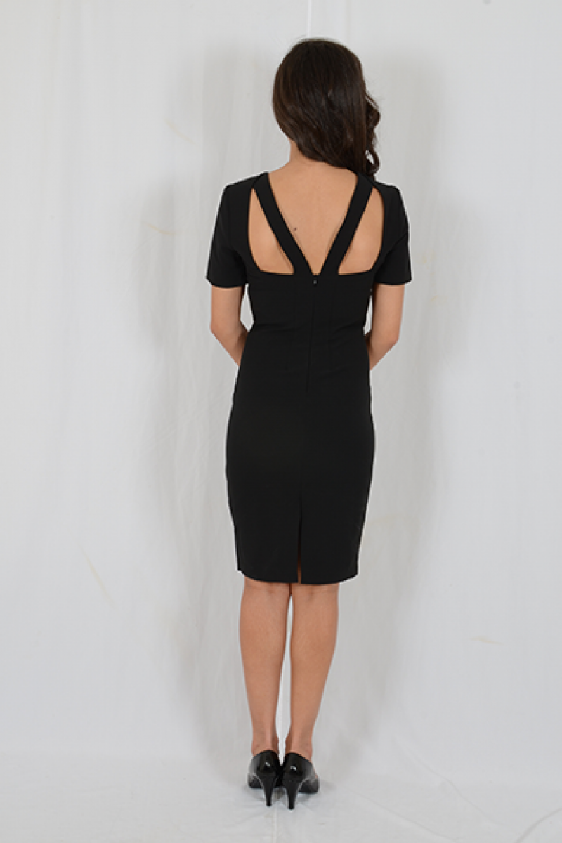 Black elegant opened back dress